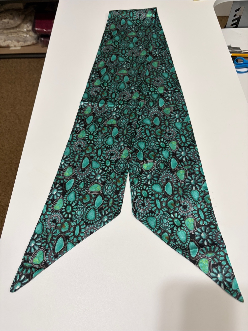 NEW Cowgirl Cluster Latigo Green Turquoise Scarf Tie